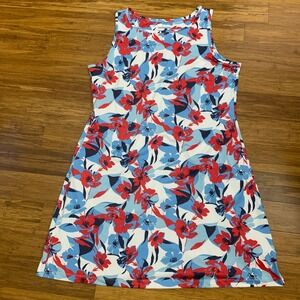 Columbia Floral Print Dress Womens 1X Sleeveless‎ Casual Sun Dress Omni-Freeze